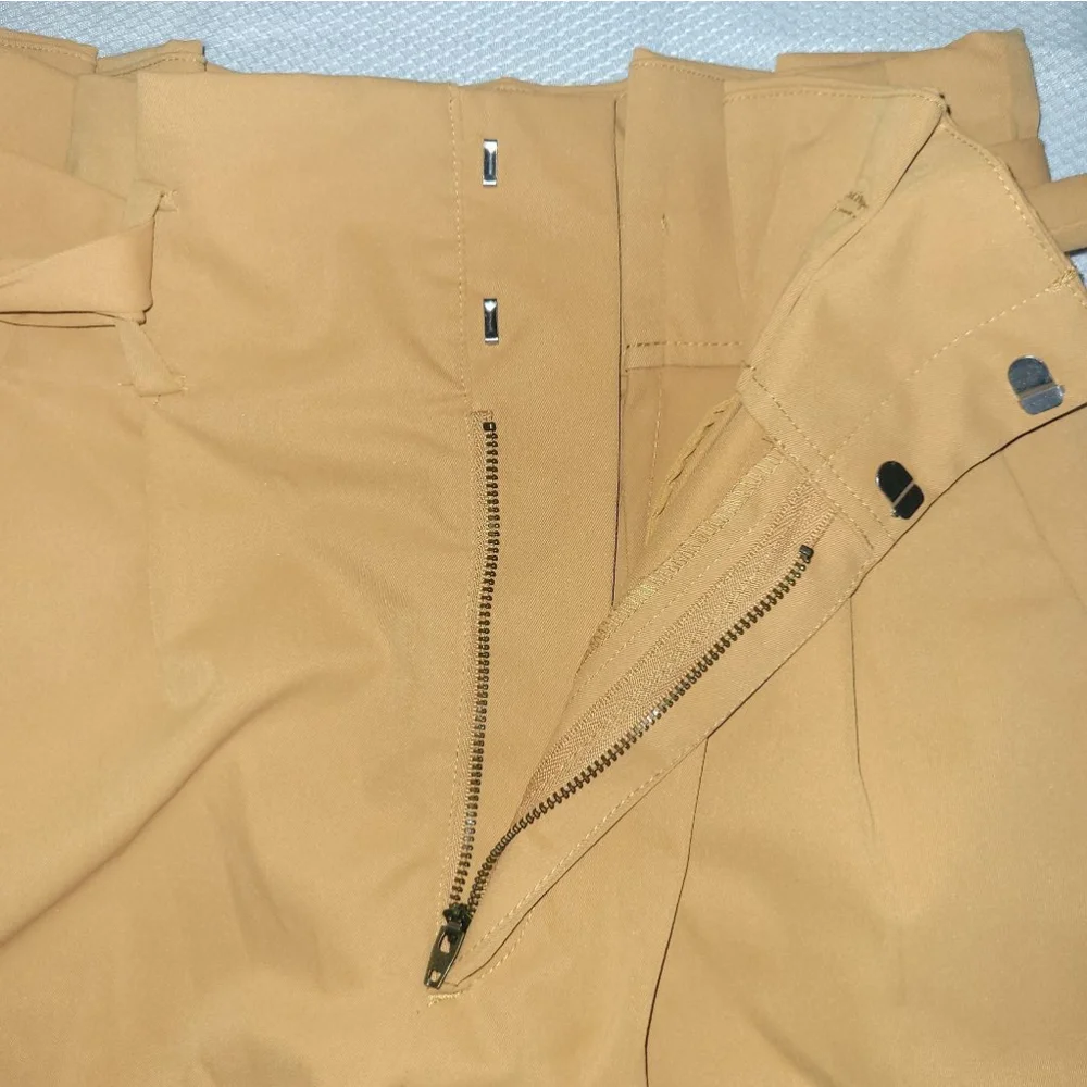 Women's H&M Pants, Ankle-length Tie-belt Pants Mustard, Size 8